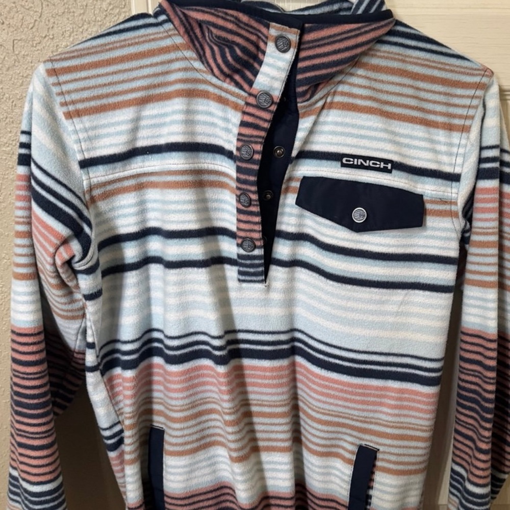 Cinch Multicolor Striped Button-Up Pullover - image 1